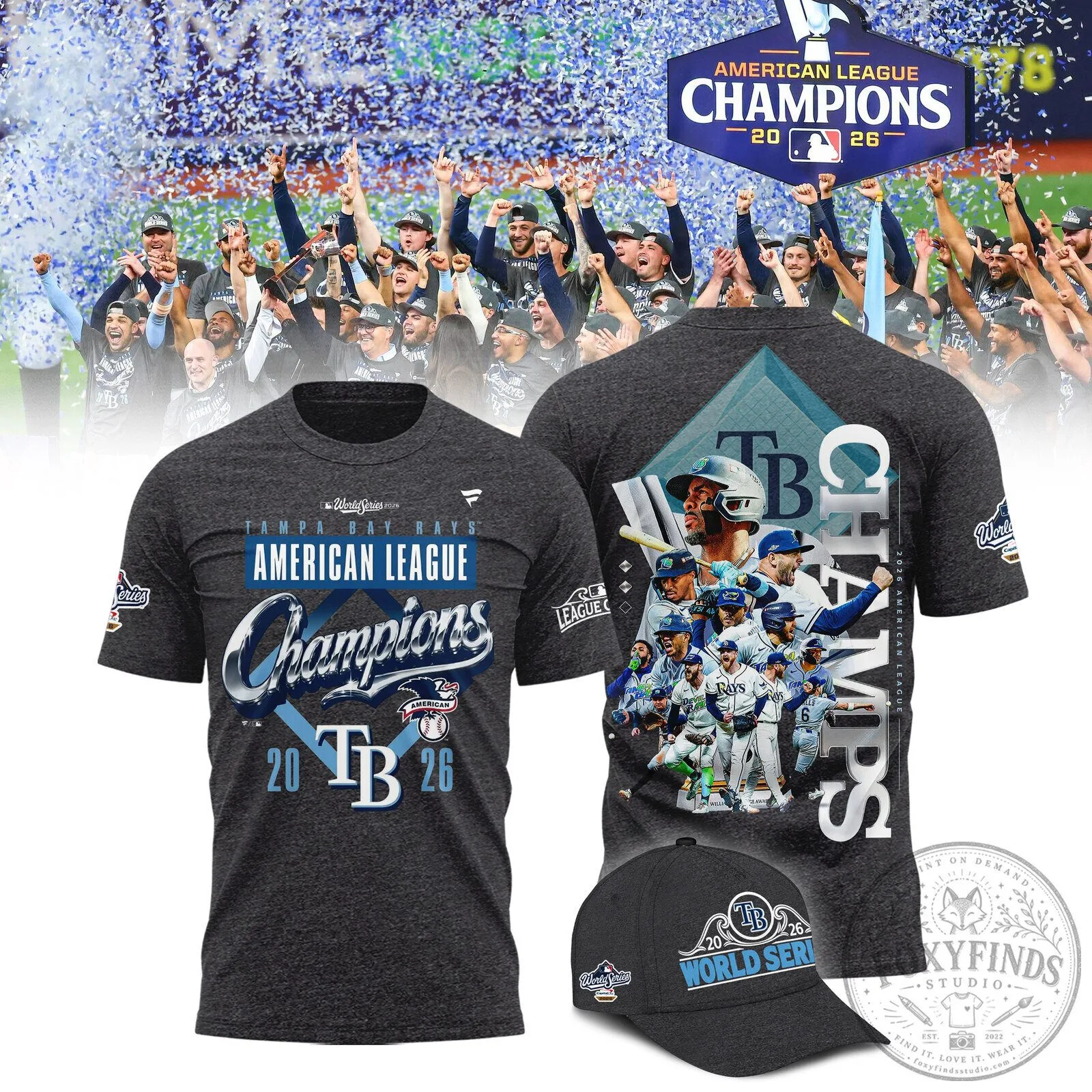 Tampa Bay Rays American League Champions 2026 Locker Room Gray T-Shirt