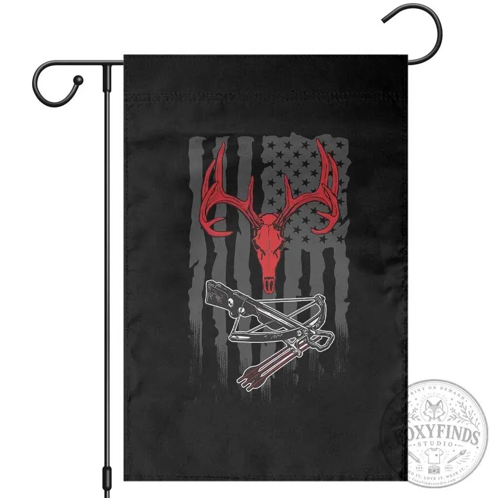Deer Skull Compound Bow Hunting Archery American Flag Garden Flag 5 Deer Skull Compound Bow Hunting Archery American Flag Garden Flag