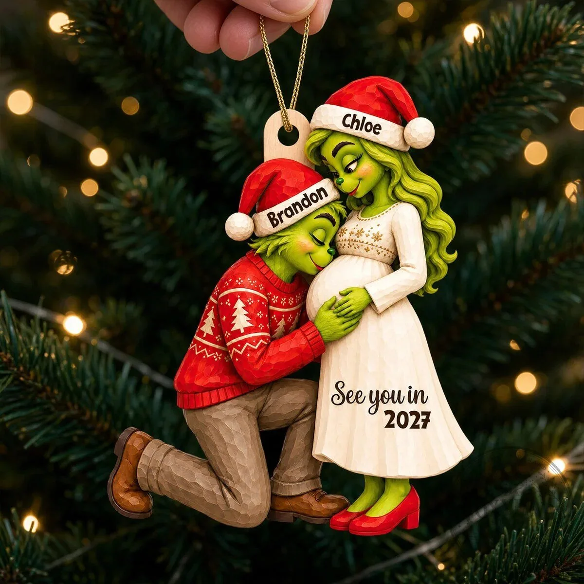 Grinch Couple Pregnancy Announcement Christmas Ornament - Personalized Baby Bump Holiday Gift 12 Grinch Couple Pregnancy Announcement Christmas Ornament - Personalized Baby Bump Holiday Gift