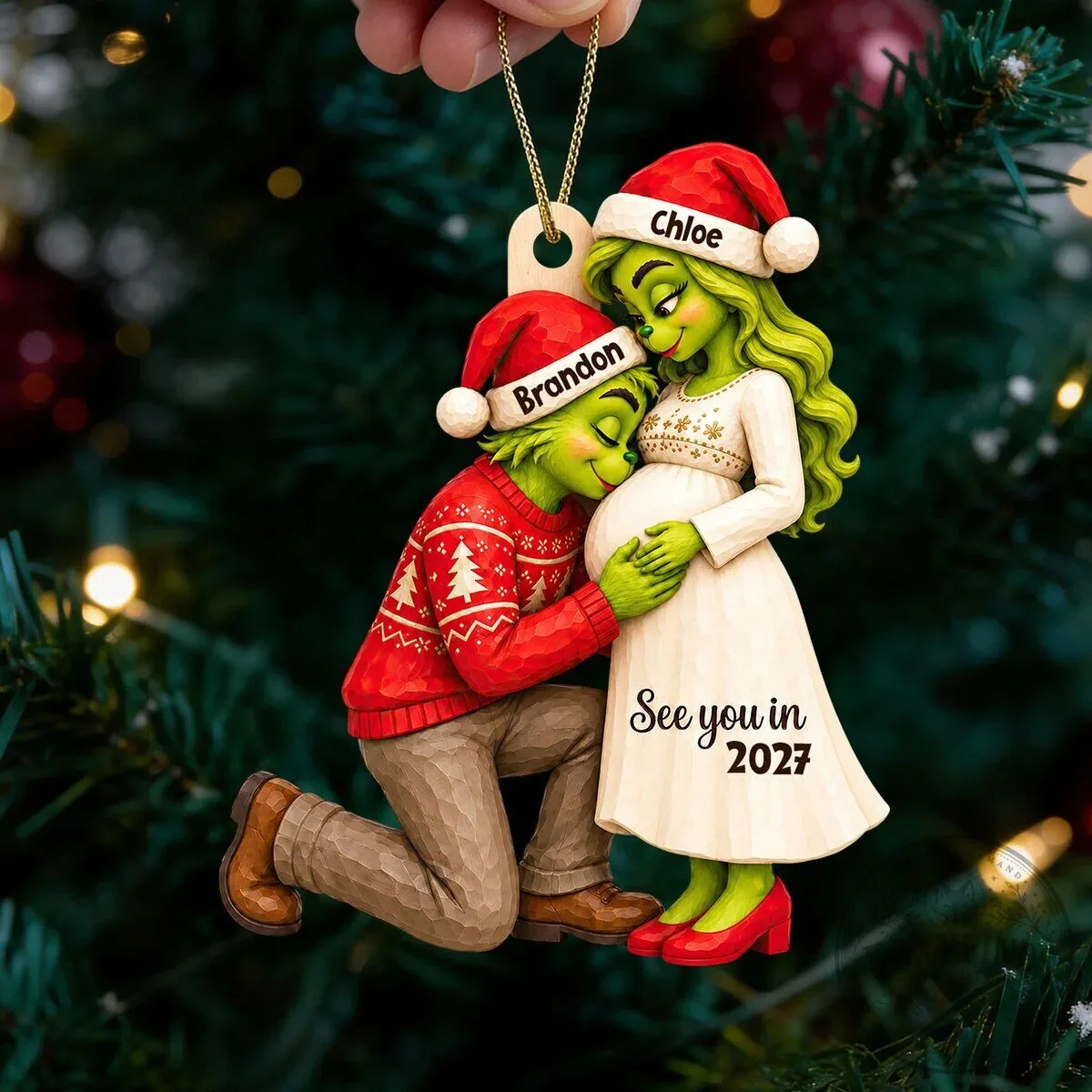 Grinch Couple Pregnancy Announcement Christmas Ornament - Personalized Baby Bump Holiday Gift 14 Grinch Couple Pregnancy Announcement Christmas Ornament - Personalized Baby Bump Holiday Gift