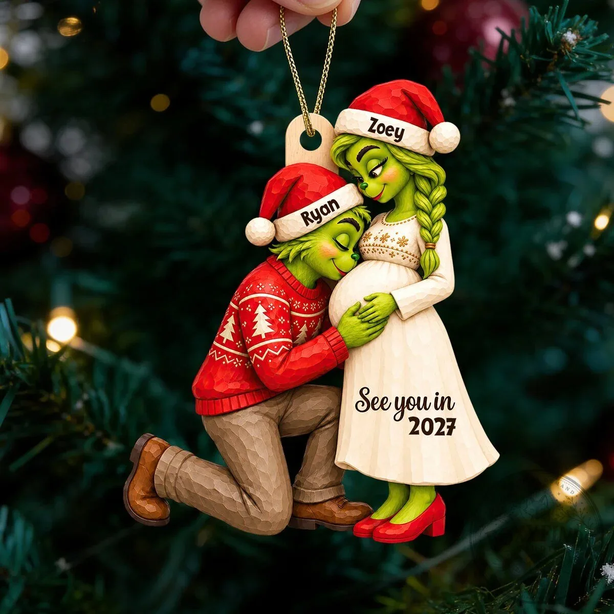 Grinch Couple Pregnancy Announcement Christmas Ornament - Personalized Baby Bump Holiday Gift 15 Grinch Couple Pregnancy Announcement Christmas Ornament - Personalized Baby Bump Holiday Gift