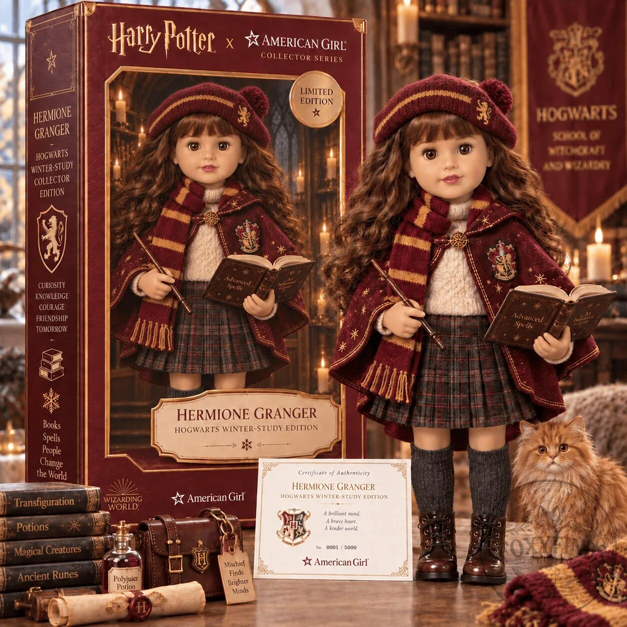 Harry Potter Hermione Granger American Girl Hogwarts Winter Study Collector Doll