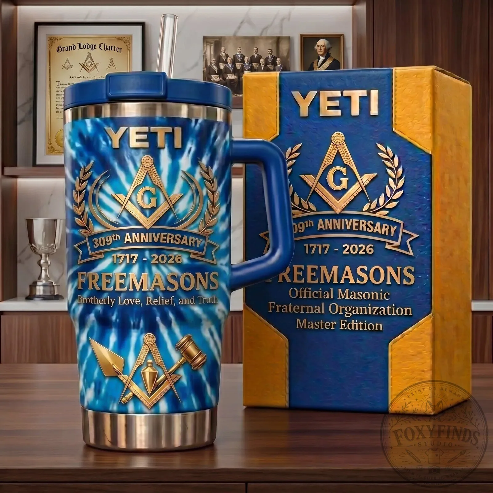 Freemasons 309th Anniversary Masonic Fraternal Organization Tumbler