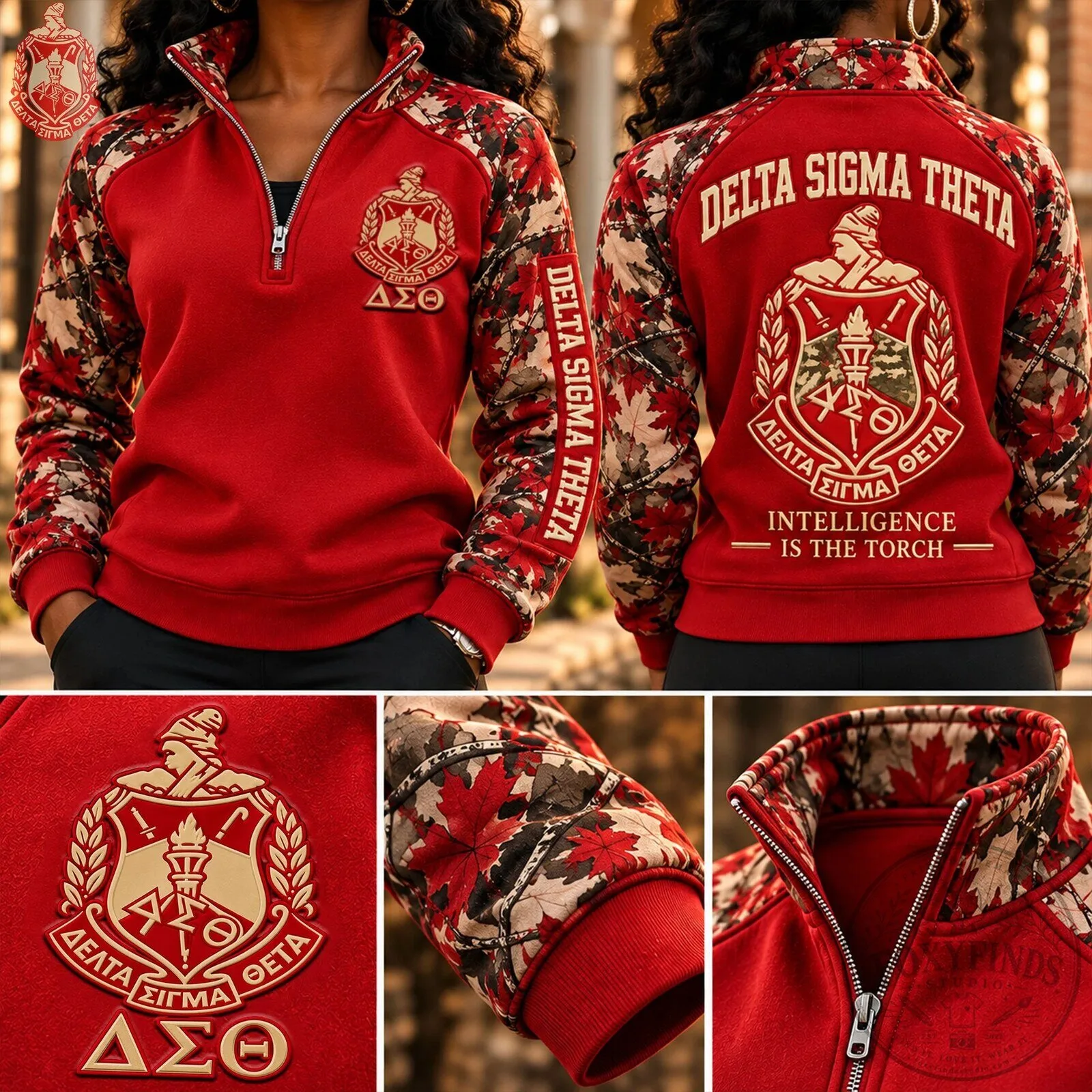 Delta Sigma Theta Sorority Intelligence Is The Torch Quarter Zip Sweatshirt
