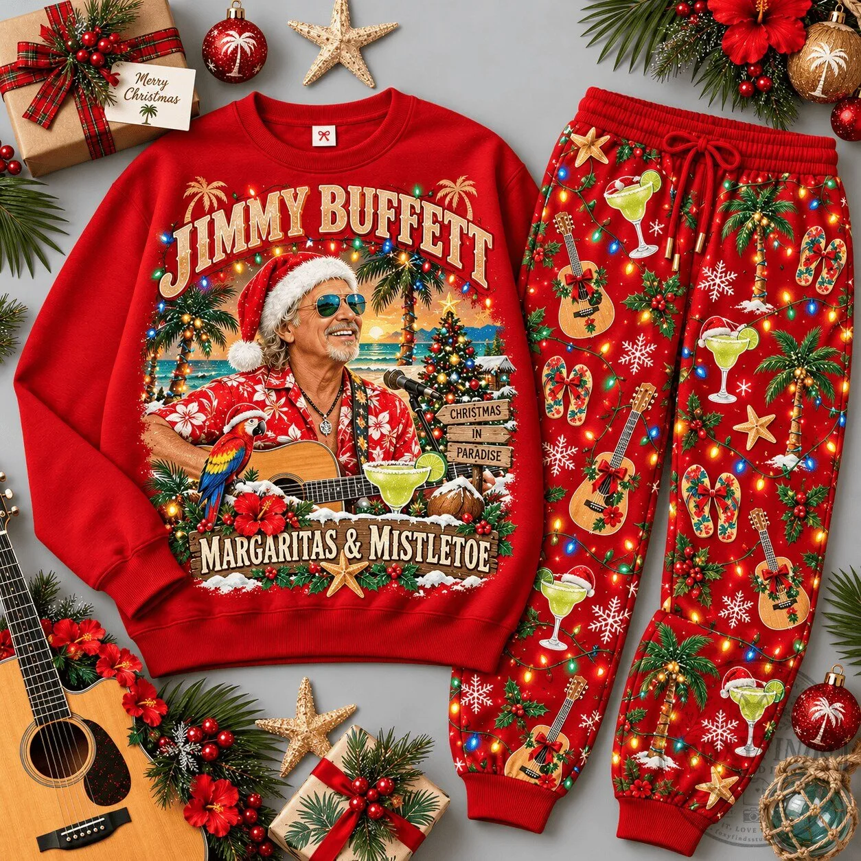 Jimmy Buffett Margaritas and Mistletoe Christmas in Paradise Sweatshirt