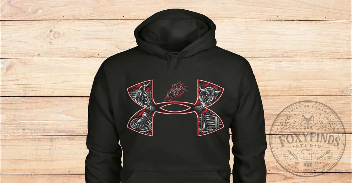 Bull Riding Western Rodeo Cowboy Sports Fan Black Hoodie