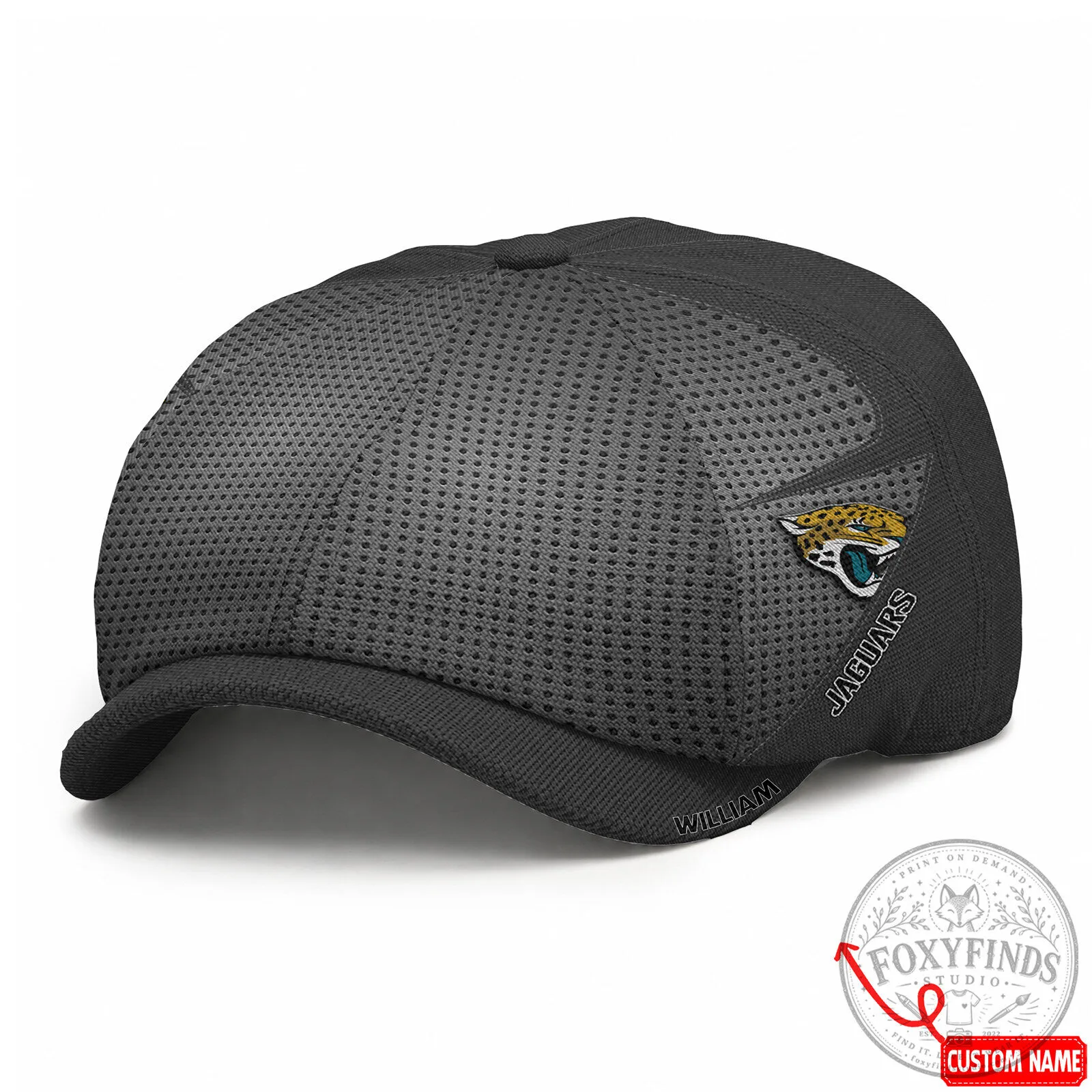 Jacksonville Jaguars NFL Custom Name Black Newsboy Cap 8 Jacksonville Jaguars NFL Custom Name Black Newsboy Cap