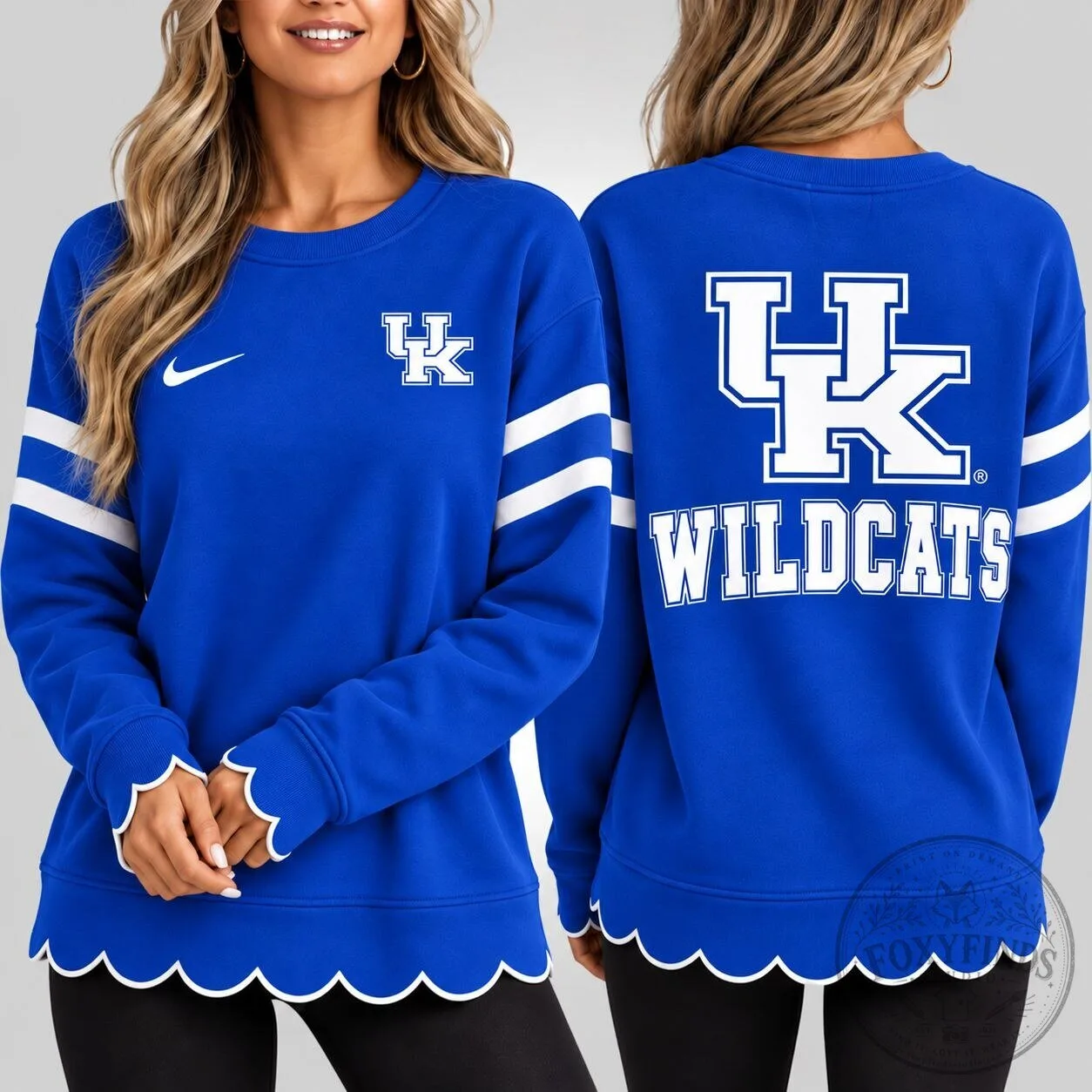 Kentucky Wildcats Women's Scalloped Hem Crewneck Sweatshirt 3 Kentucky Wildcats Women