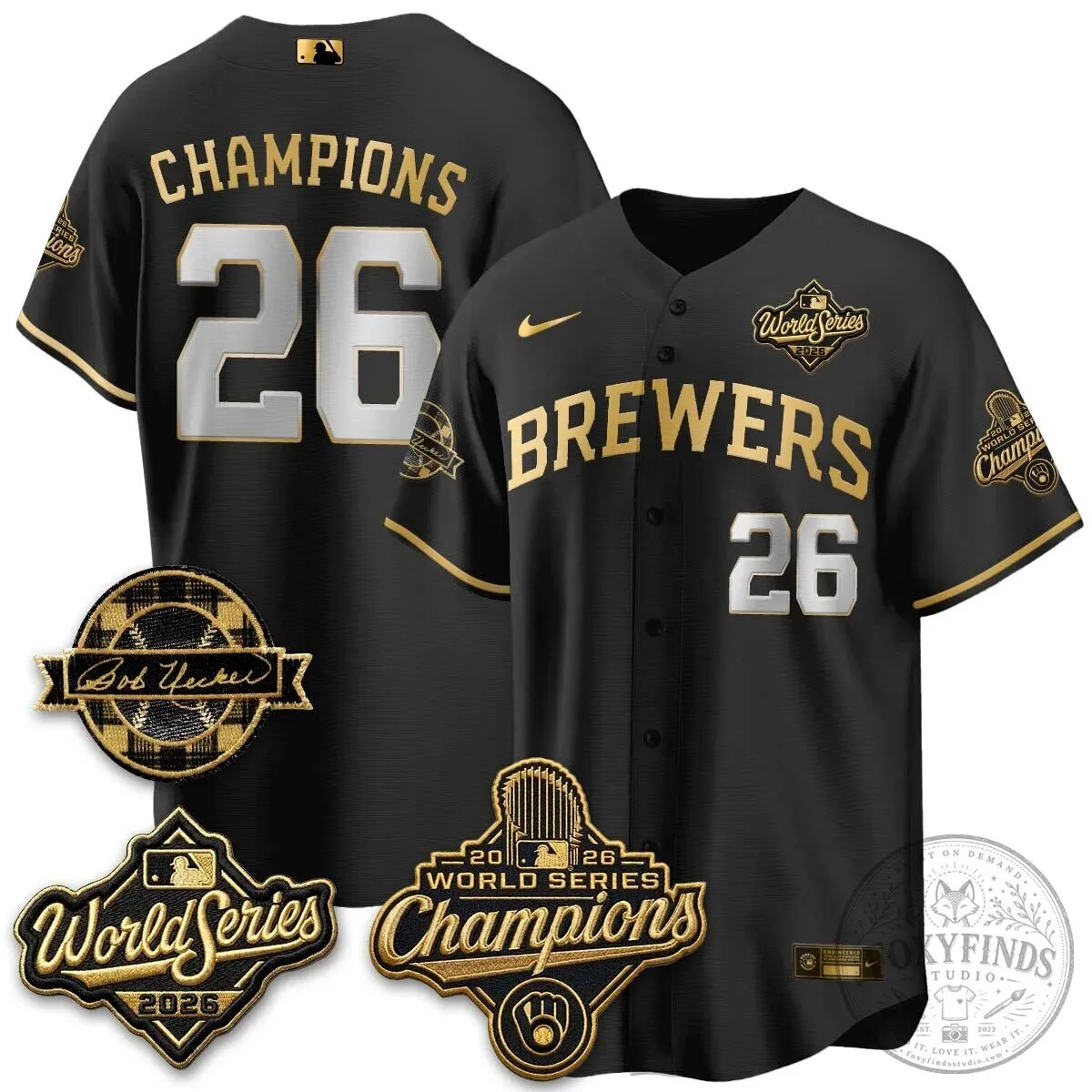 2026 World Series Champions Baseball Jersey by Bob Uecker for Milwaukee Brewers 101 2026 World Series Champions Baseball Jersey by Bob Uecker for Milwaukee Brewers