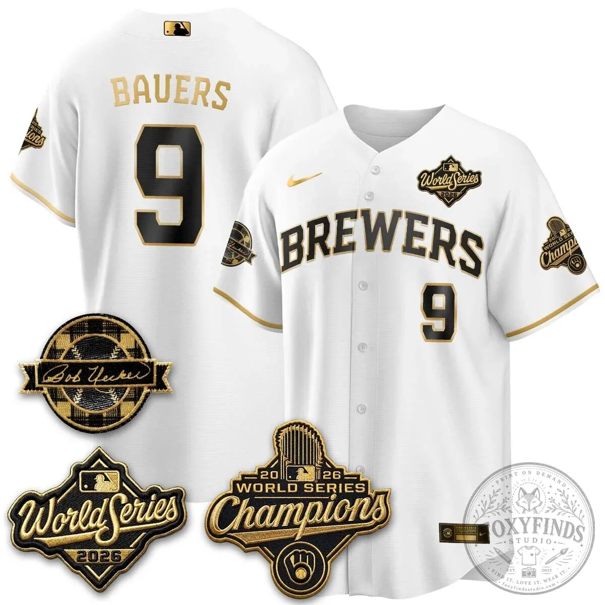 2026 World Series Champions Baseball Jersey by Bob Uecker for Milwaukee Brewers 104 2026 World Series Champions Baseball Jersey by Bob Uecker for Milwaukee Brewers