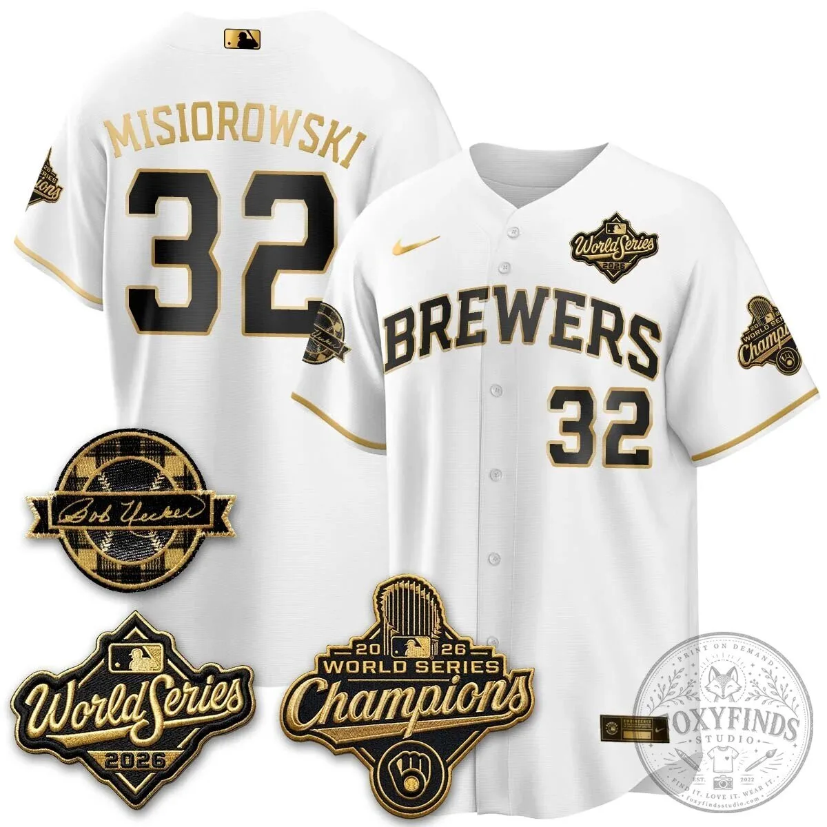 2026 World Series Champions Baseball Jersey by Bob Uecker for Milwaukee Brewers 105 2026 World Series Champions Baseball Jersey by Bob Uecker for Milwaukee Brewers