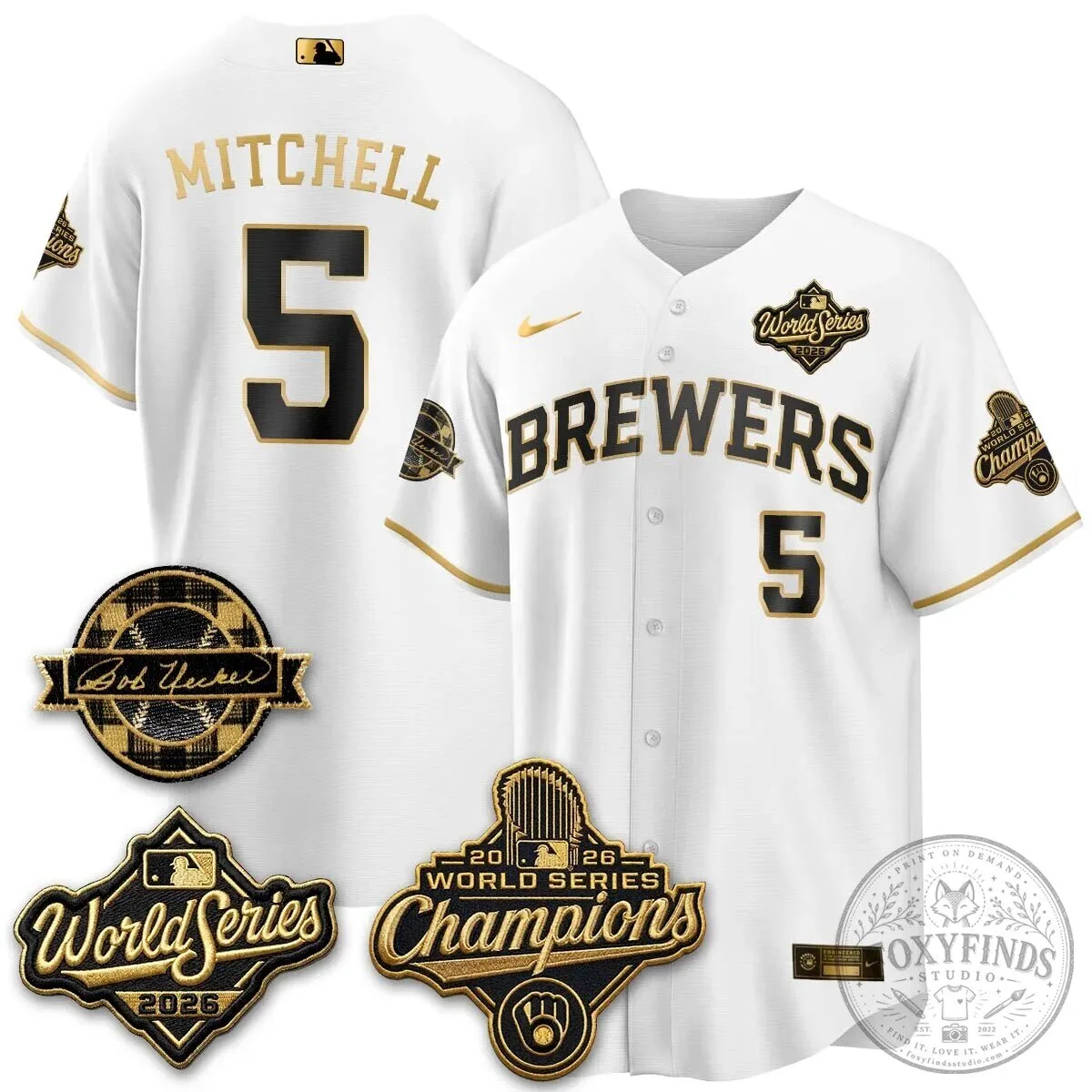 2026 World Series Champions Baseball Jersey by Bob Uecker for Milwaukee Brewers 107 2026 World Series Champions Baseball Jersey by Bob Uecker for Milwaukee Brewers