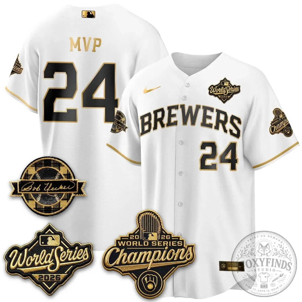 2026 World Series Champions Baseball Jersey by Bob Uecker for Milwaukee Brewers 114 2026 World Series Champions Baseball Jersey by Bob Uecker for Milwaukee Brewers
