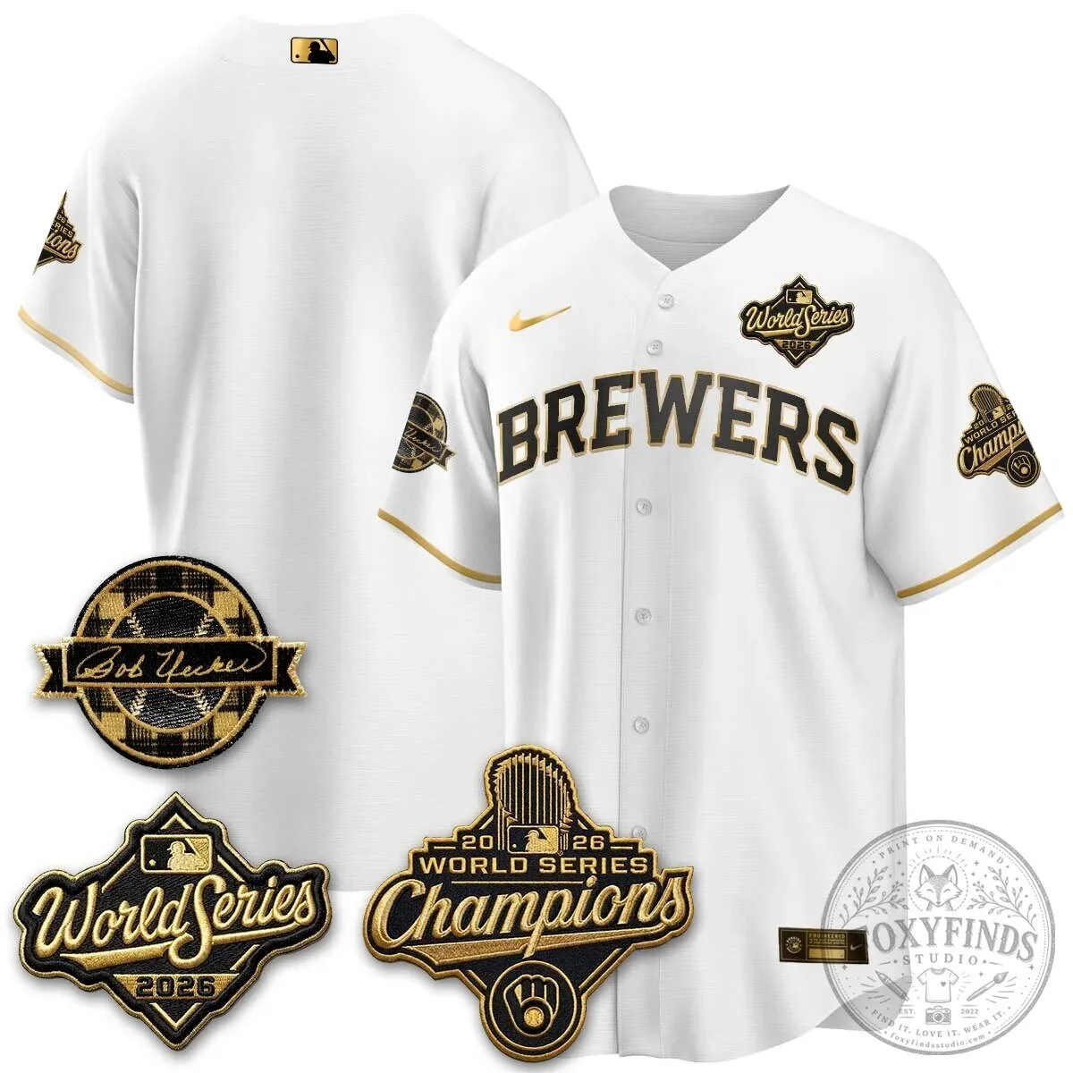 2026 World Series Champions Baseball Jersey by Bob Uecker for Milwaukee Brewers 117 2026 World Series Champions Baseball Jersey by Bob Uecker for Milwaukee Brewers