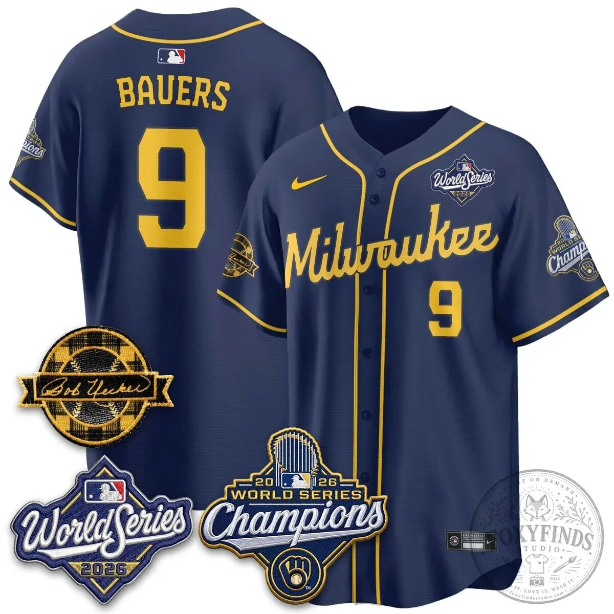 2026 World Series Champions Baseball Jersey by Bob Uecker for Milwaukee Brewers 118 2026 World Series Champions Baseball Jersey by Bob Uecker for Milwaukee Brewers