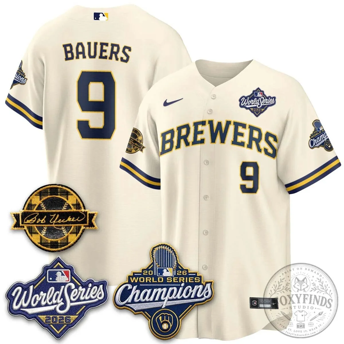 2026 World Series Champions Baseball Jersey by Bob Uecker for Milwaukee Brewers 119 2026 World Series Champions Baseball Jersey by Bob Uecker for Milwaukee Brewers