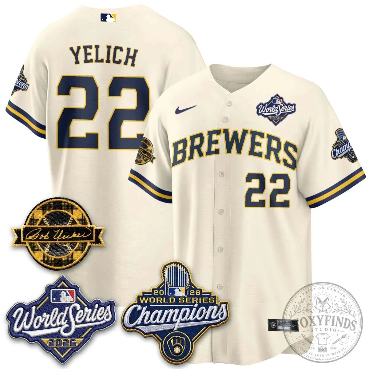2026 World Series Champions Baseball Jersey by Bob Uecker for Milwaukee Brewers 123 2026 World Series Champions Baseball Jersey by Bob Uecker for Milwaukee Brewers