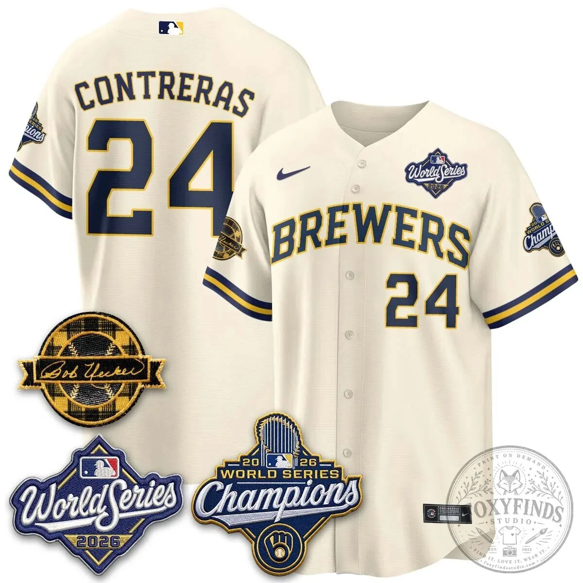 2026 World Series Champions Baseball Jersey by Bob Uecker for Milwaukee Brewers 126 2026 World Series Champions Baseball Jersey by Bob Uecker for Milwaukee Brewers
