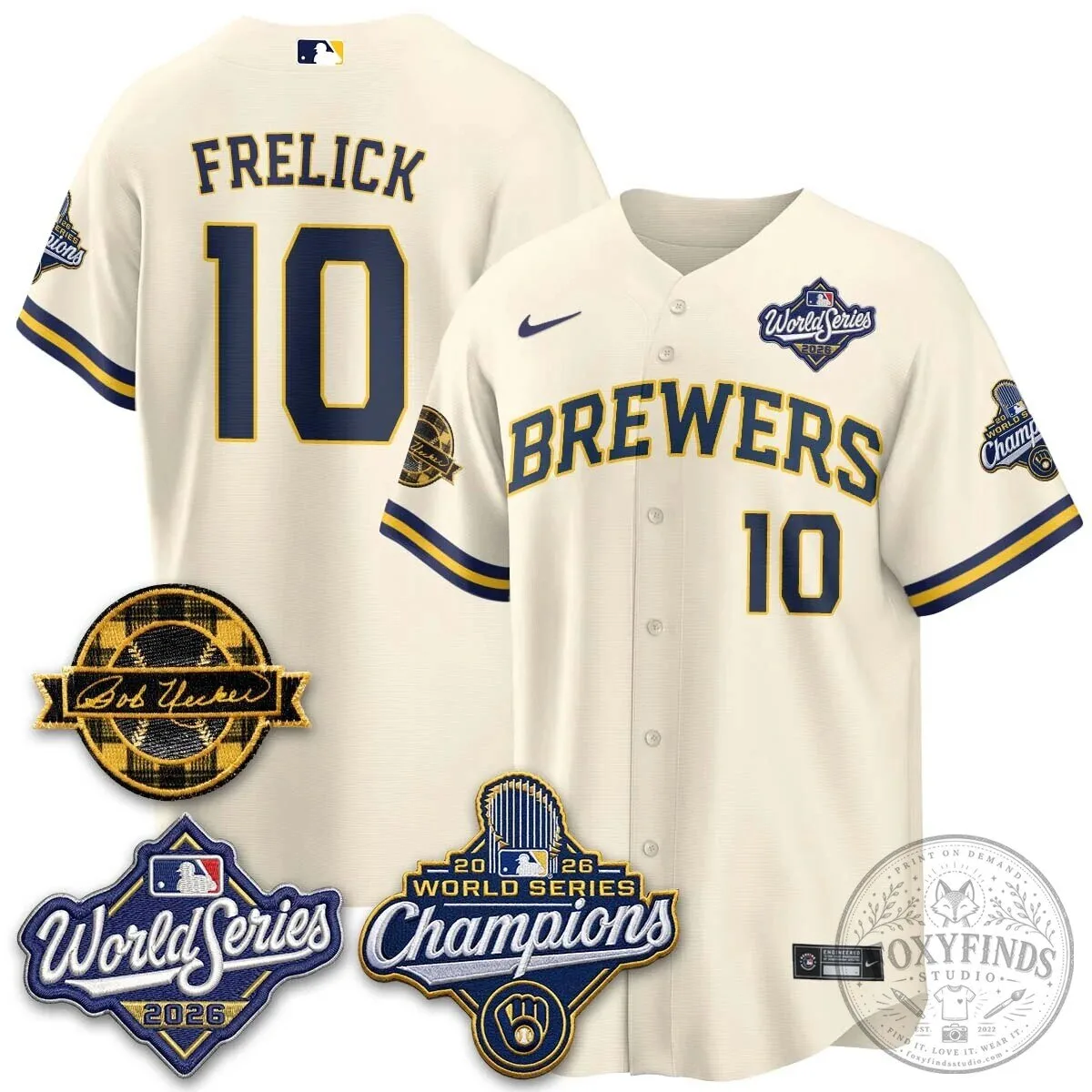 2026 World Series Champions Baseball Jersey by Bob Uecker for Milwaukee Brewers 127 2026 World Series Champions Baseball Jersey by Bob Uecker for Milwaukee Brewers
