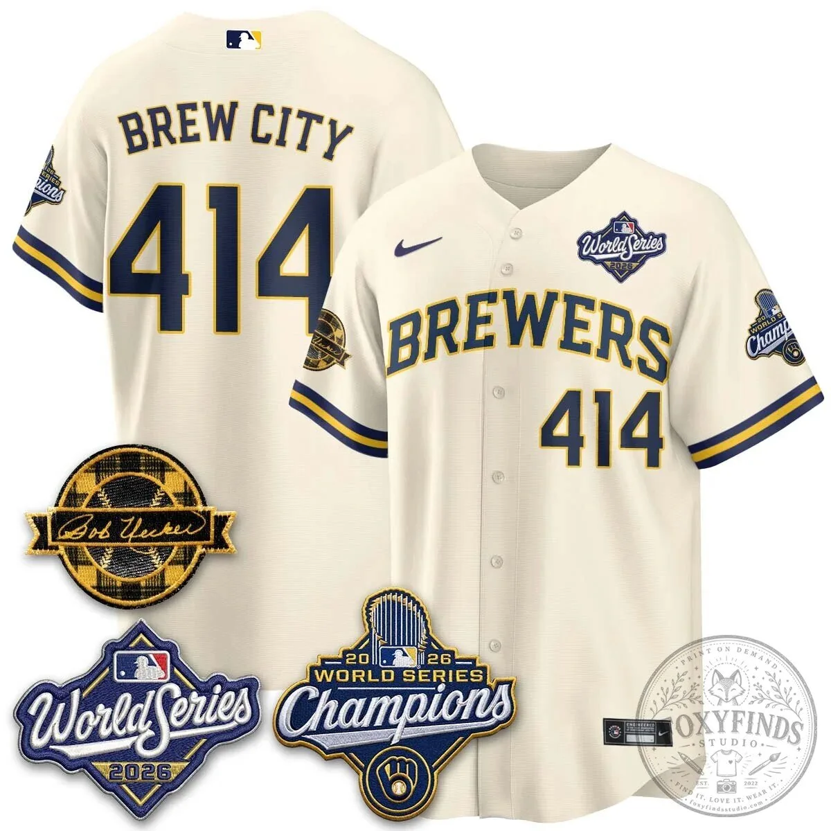 2026 World Series Champions Baseball Jersey by Bob Uecker for Milwaukee Brewers 131 2026 World Series Champions Baseball Jersey by Bob Uecker for Milwaukee Brewers