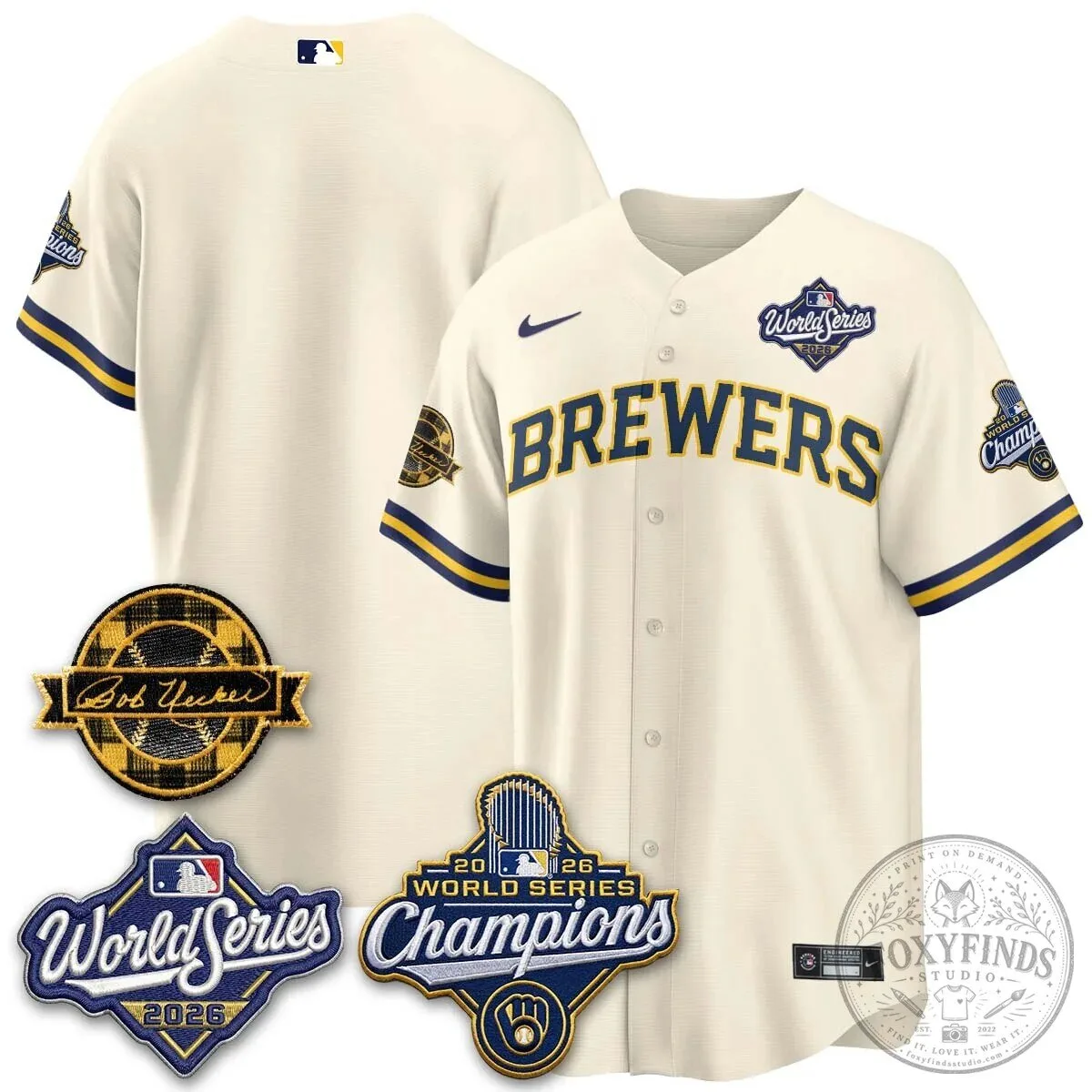 2026 World Series Champions Baseball Jersey by Bob Uecker for Milwaukee Brewers 132 2026 World Series Champions Baseball Jersey by Bob Uecker for Milwaukee Brewers