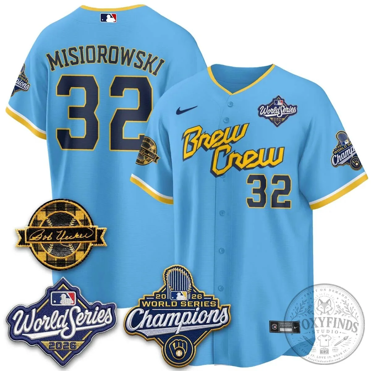 2026 World Series Champions Baseball Jersey by Bob Uecker for Milwaukee Brewers 134 2026 World Series Champions Baseball Jersey by Bob Uecker for Milwaukee Brewers