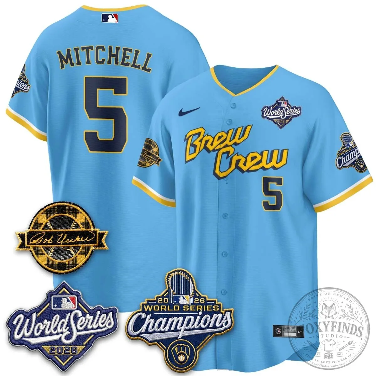 2026 World Series Champions Baseball Jersey by Bob Uecker for Milwaukee Brewers 136 2026 World Series Champions Baseball Jersey by Bob Uecker for Milwaukee Brewers
