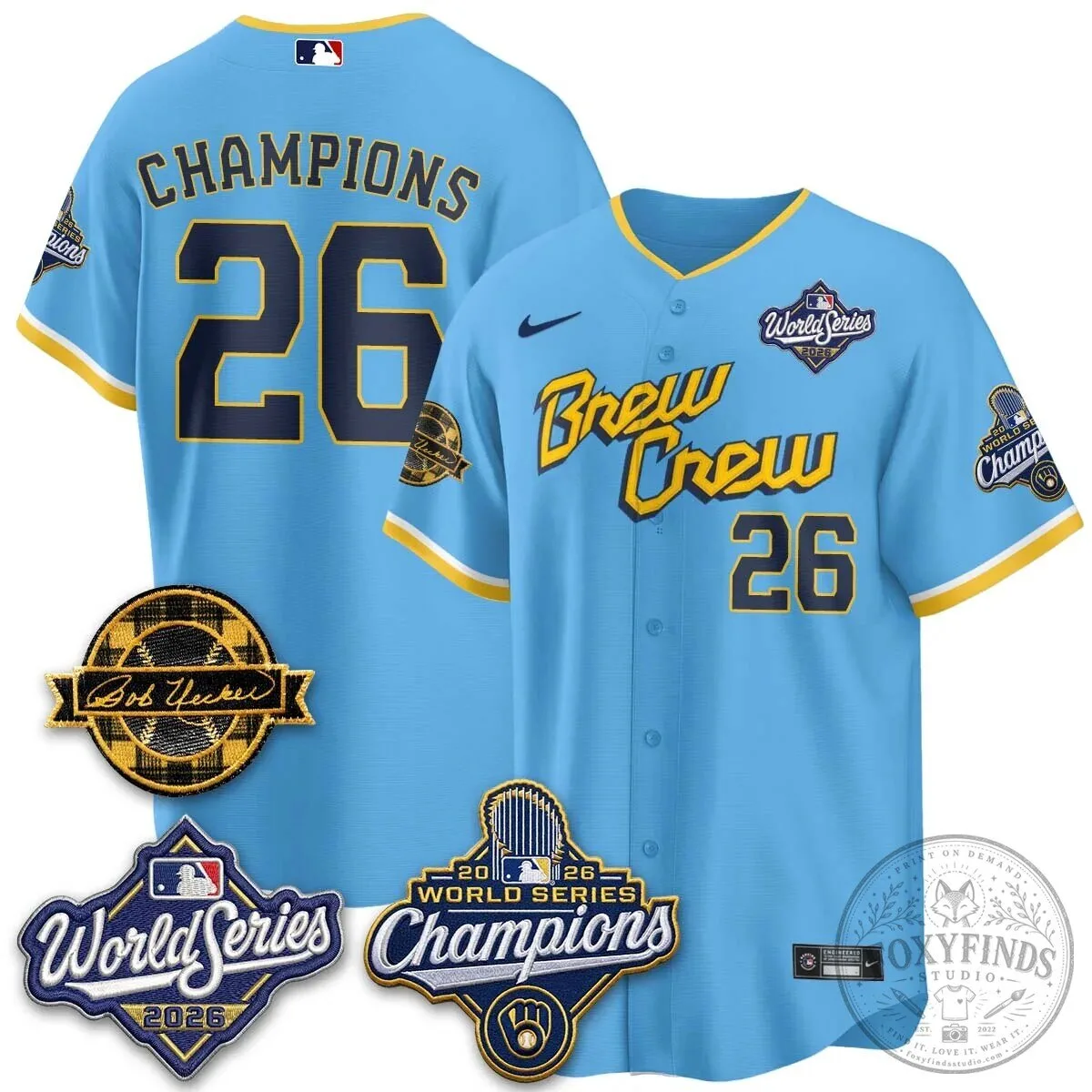 2026 World Series Champions Baseball Jersey by Bob Uecker for Milwaukee Brewers 144 2026 World Series Champions Baseball Jersey by Bob Uecker for Milwaukee Brewers