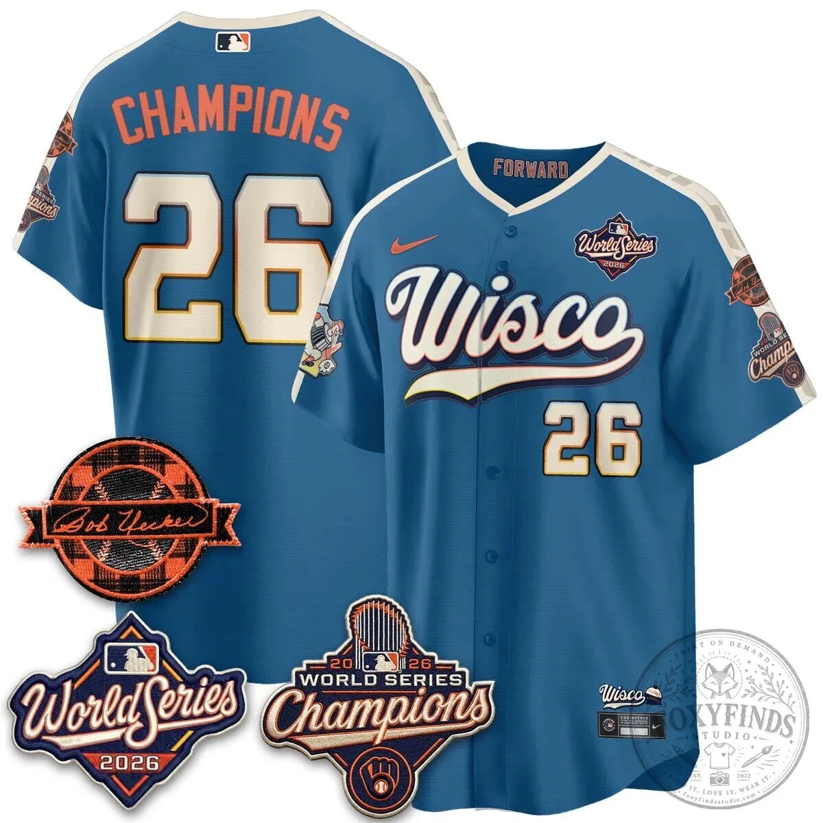 2026 World Series Champions Baseball Jersey by Bob Uecker for Milwaukee Brewers 157 2026 World Series Champions Baseball Jersey by Bob Uecker for Milwaukee Brewers