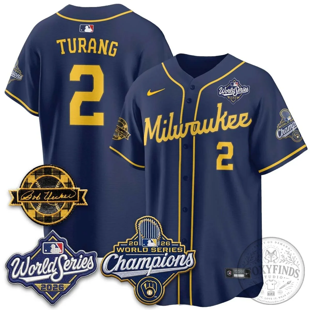 2026 World Series Champions Baseball Jersey by Bob Uecker for Milwaukee Brewers 163 2026 World Series Champions Baseball Jersey by Bob Uecker for Milwaukee Brewers