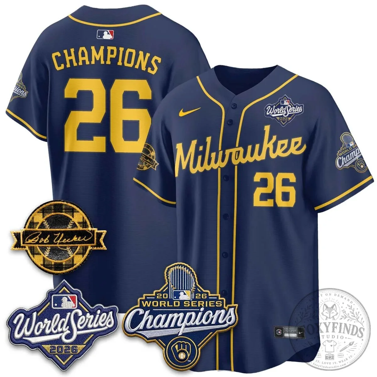 2026 World Series Champions Baseball Jersey by Bob Uecker for Milwaukee Brewers 167 2026 World Series Champions Baseball Jersey by Bob Uecker for Milwaukee Brewers
