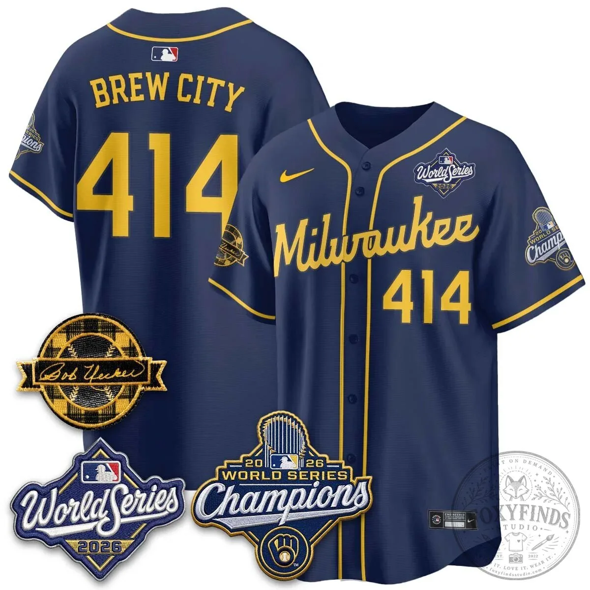 2026 World Series Champions Baseball Jersey by Bob Uecker for Milwaukee Brewers 168 2026 World Series Champions Baseball Jersey by Bob Uecker for Milwaukee Brewers
