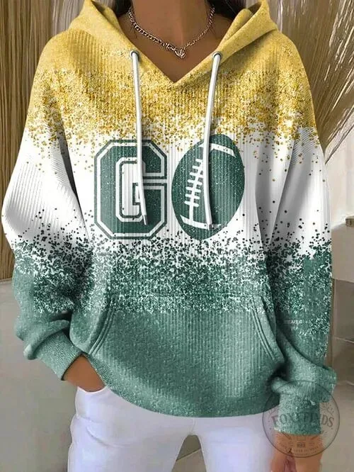 Green Bay Packers Football Glitter Ombre Women's Hoodie