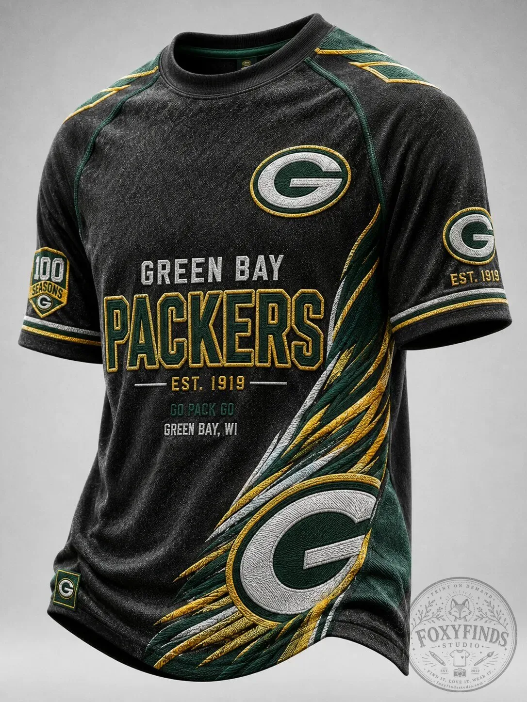 Green Bay Packers 100 Seasons Est. 1919 Football Team Fan T-Shirt