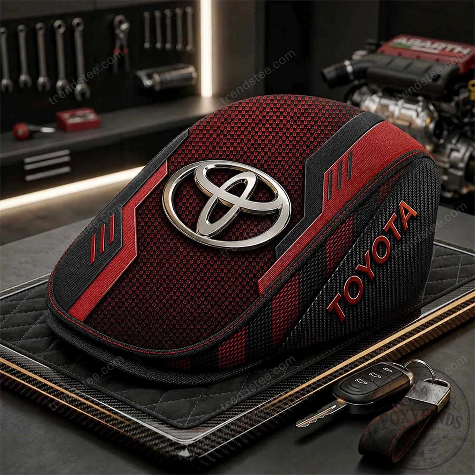 Toyota Car Logo Red and Black Driver Golf Flat Cap Hat