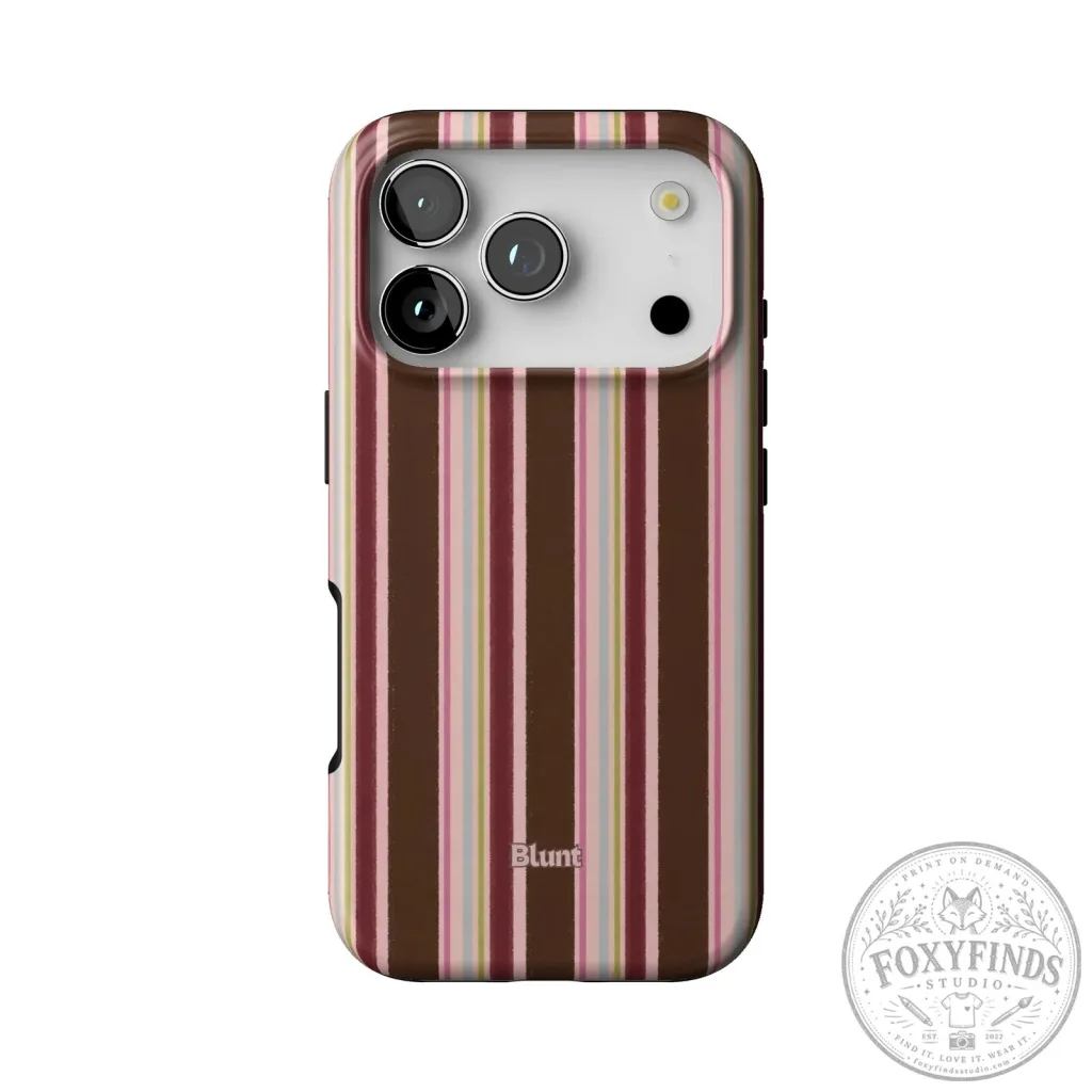 Blunt Brown and Pink Striped iPhone Case with Camera Protection Blunt Brown and Pink Striped iPhone Case with Camera Protection